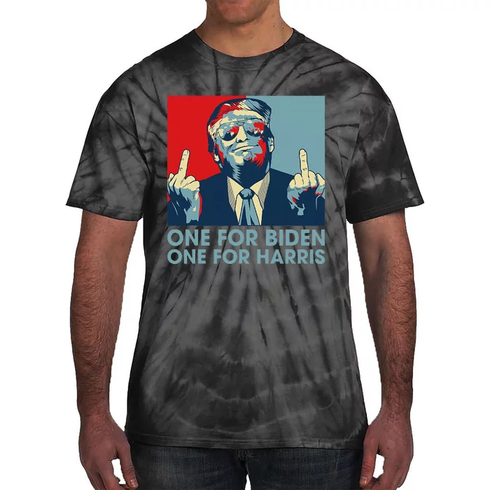 Trump Middle Finger To Biden Harris American Flag Tie-Dye T-Shirt