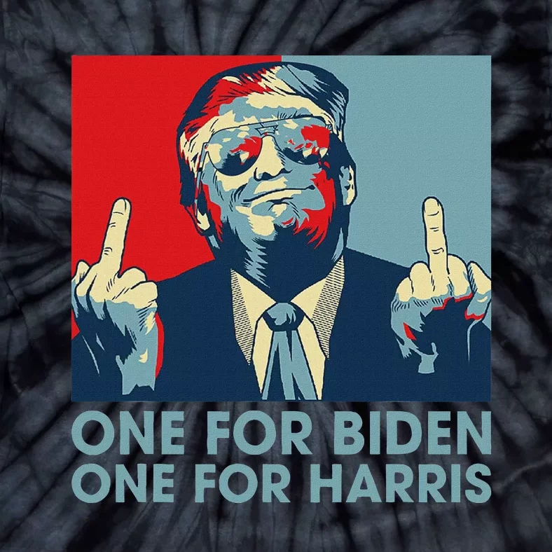 Trump Middle Finger To Biden Harris American Flag Tie-Dye T-Shirt