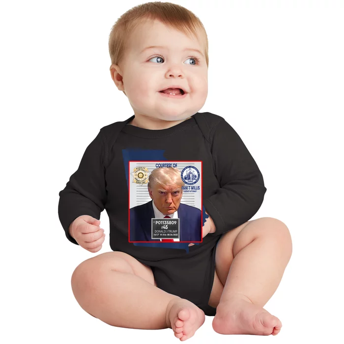 Trump Mugshot Fulton County GA Georgia Sheriff Baby Long Sleeve Bodysuit