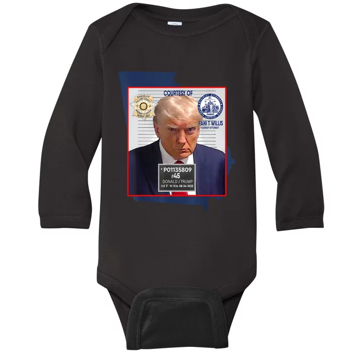 Trump Mugshot Fulton County GA Georgia Sheriff Baby Long Sleeve Bodysuit