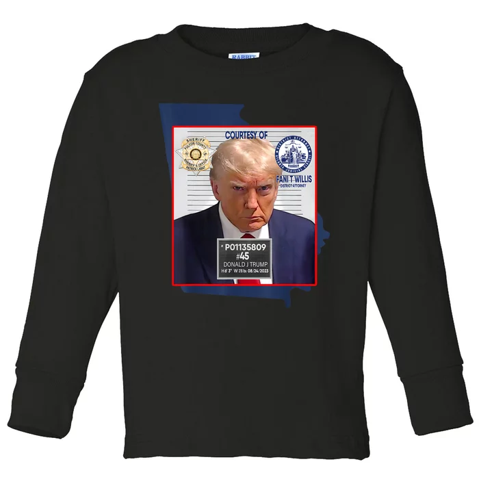 Trump Mugshot Fulton County GA Georgia Sheriff Toddler Long Sleeve Shirt