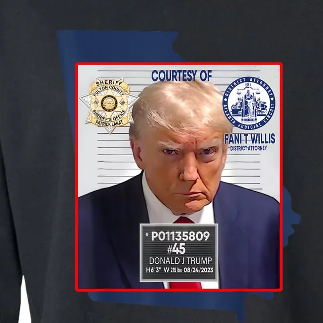 Trump Mugshot Fulton County GA Georgia Sheriff Cropped Pullover Crew