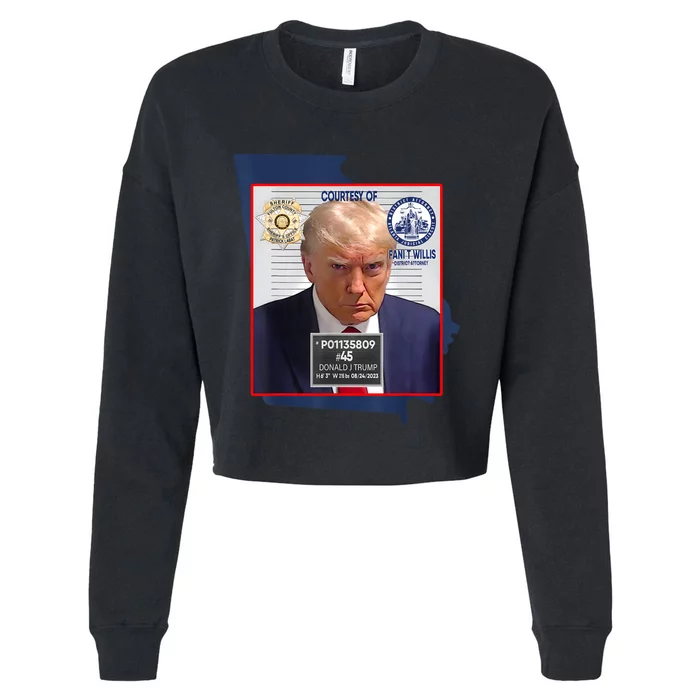 Trump Mugshot Fulton County GA Georgia Sheriff Cropped Pullover Crew