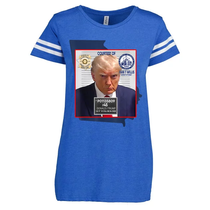 Trump Mugshot Fulton County GA Georgia Sheriff Enza Ladies Jersey Football T-Shirt