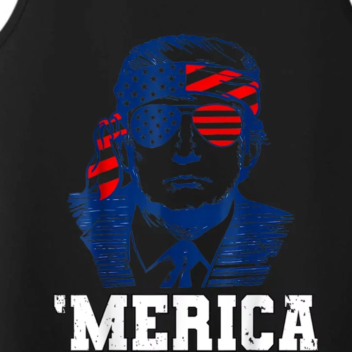 Trump Merica Funny Trump 4th Of July 2024 Sunglasses Us Flag Gift Performance Tank