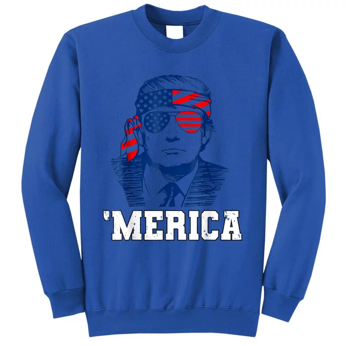 Trump Merica Funny Trump 4th Of July 2024 Sunglasses Us Flag Gift Sweatshirt