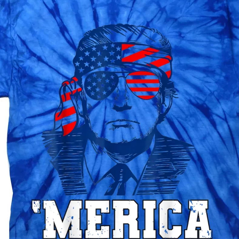 Trump Merica Funny Trump 4th Of July 2024 Sunglasses Us Flag Gift Tie-Dye T-Shirt