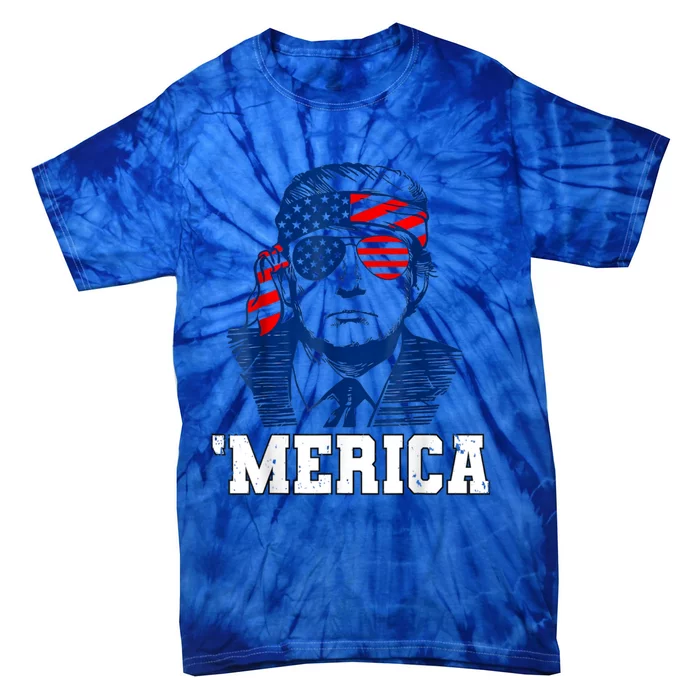 Trump Merica Funny Trump 4th Of July 2024 Sunglasses Us Flag Gift Tie-Dye T-Shirt