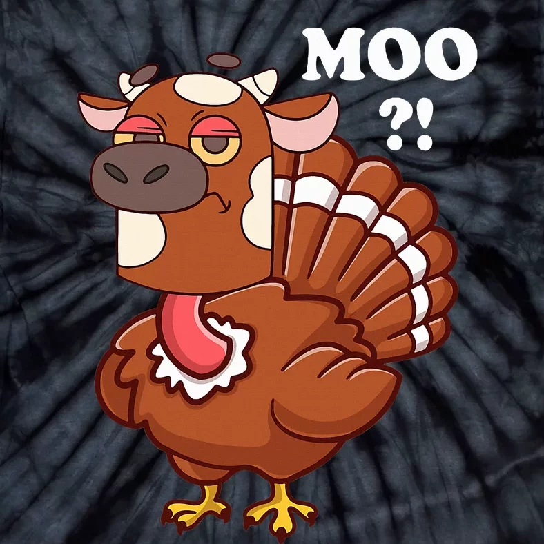 Turkey Moo Funny Thanksgiving Tie-Dye T-Shirt