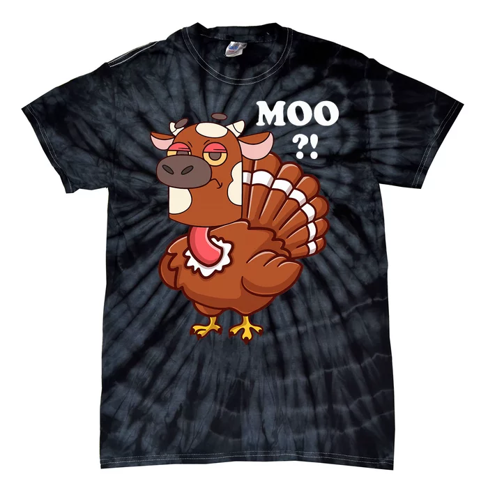 Turkey Moo Funny Thanksgiving Tie-Dye T-Shirt