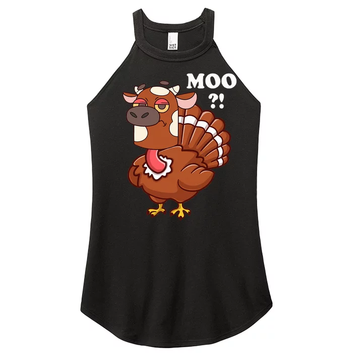 Turkey Moo Funny Thanksgiving Women’s Perfect Tri Rocker Tank