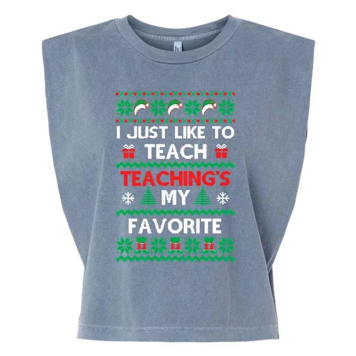 Teachings My Favorite Ugly Christmas Garment-Dyed Women's Muscle Tee