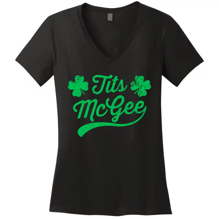 Tits Mcgee Funny St. PatrickS Day Shamrocks Women's V-Neck T-Shirt