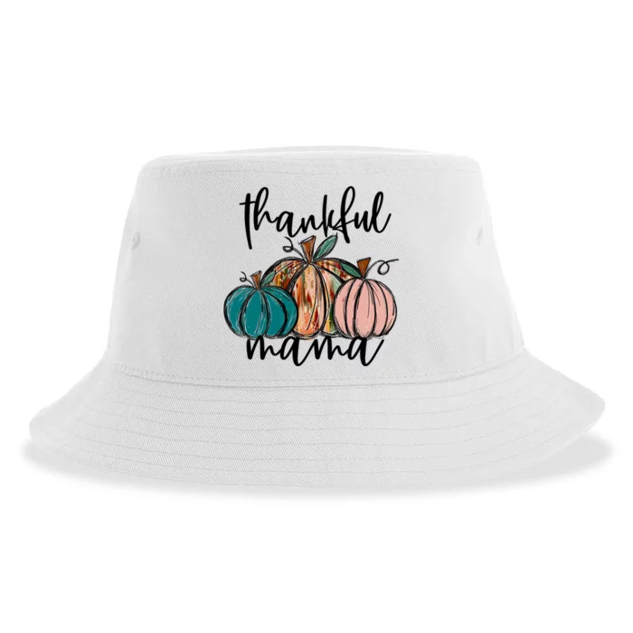 Thankful Mama Fall Season Pumpkin Design Gift Sustainable Bucket Hat