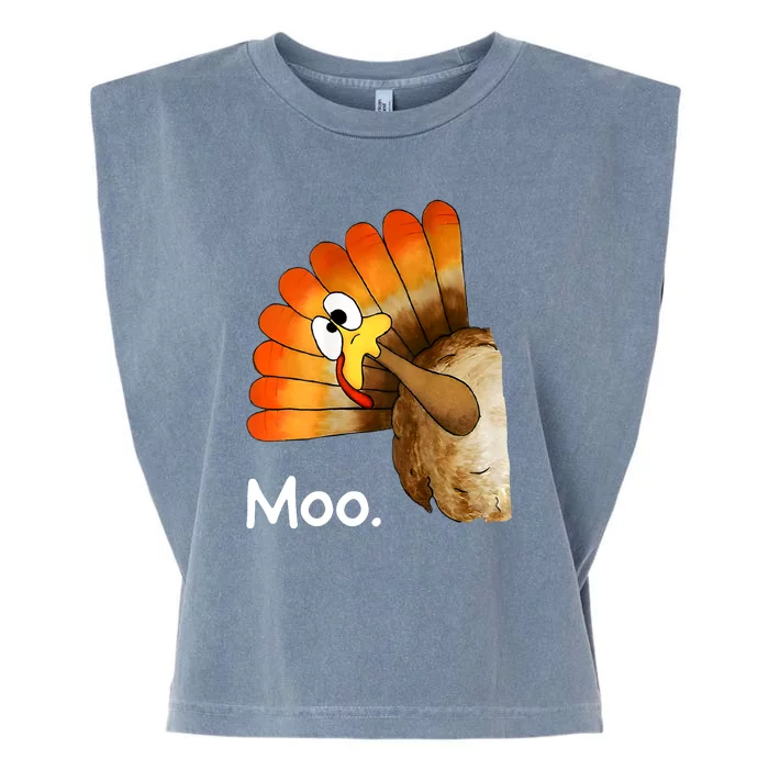 Turkey Moo Funny Thanksgiving Garment-Dyed Women's Muscle Tee