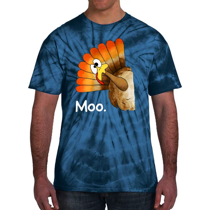 Turkey Moo Funny Thanksgiving Tie-Dye T-Shirt