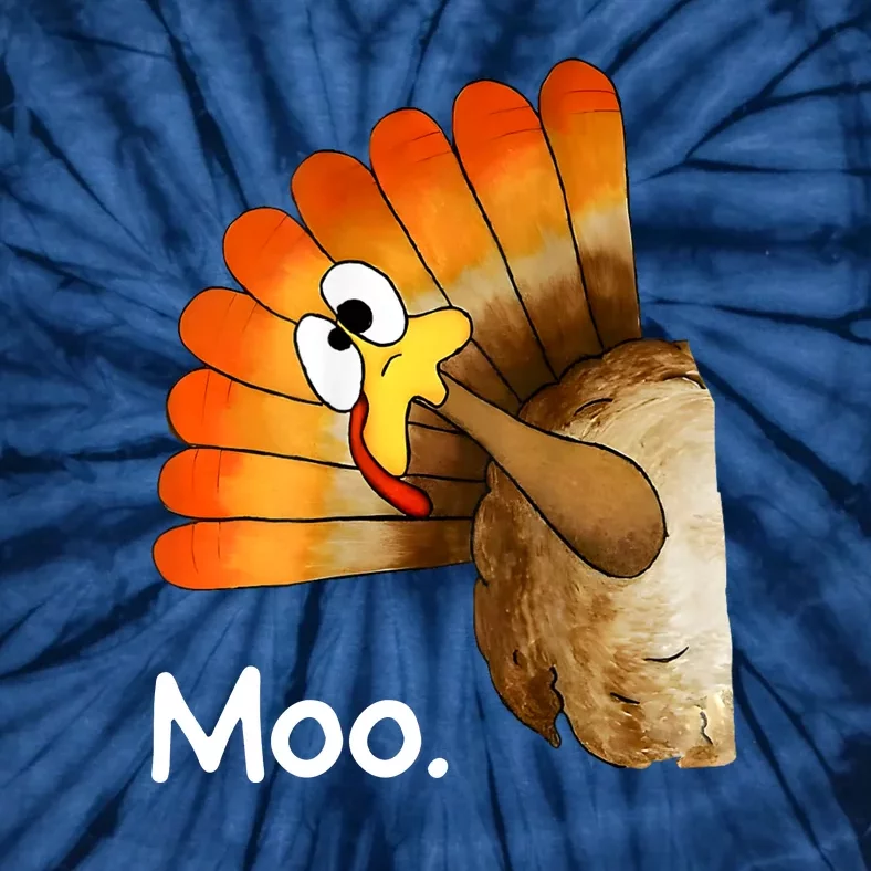 Turkey Moo Funny Thanksgiving Tie-Dye T-Shirt