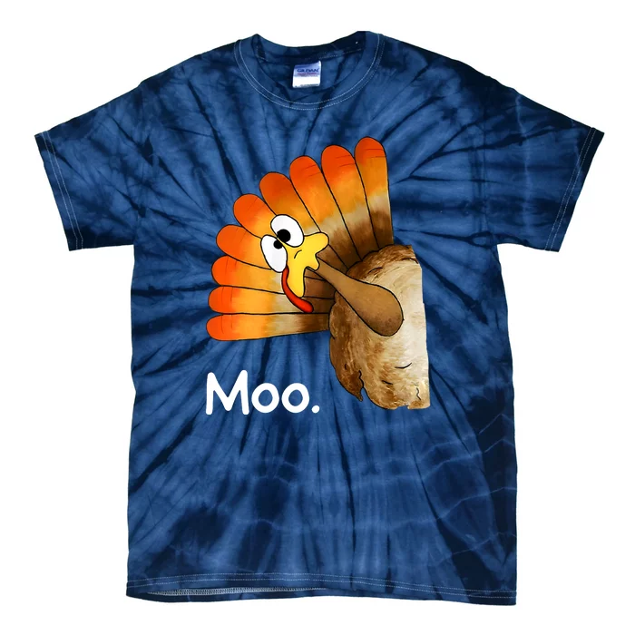 Turkey Moo Funny Thanksgiving Tie-Dye T-Shirt