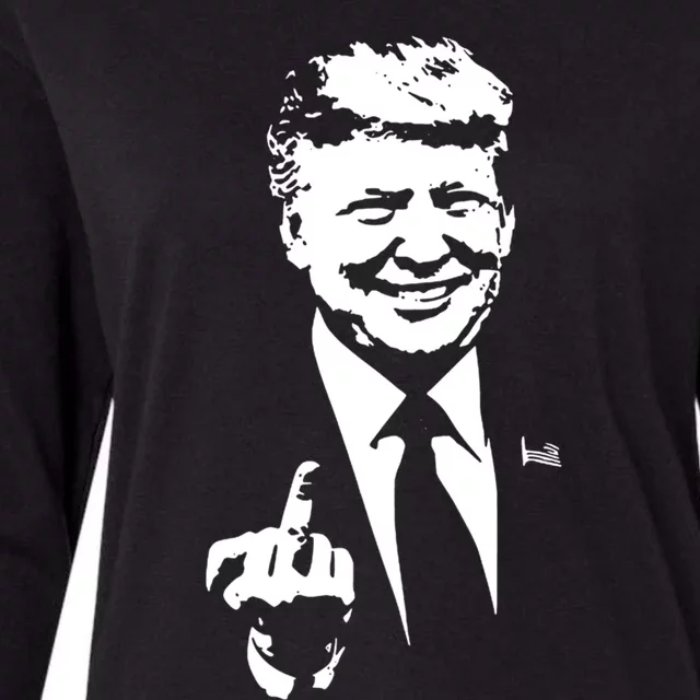 Trump Middle Finger Trump Fu 2024 Trump For President Gift Womens Cotton Relaxed Long Sleeve T-Shirt