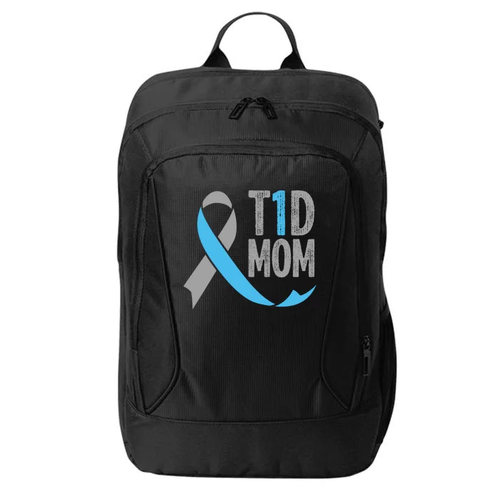 T1d Mom Funny Diabetic Gift For Women Type 1 Mom Diabetes Gift City Backpack