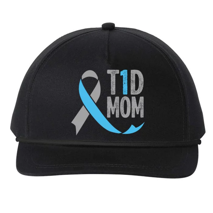 T1d Mom Funny Diabetic Gift For Women Type 1 Mom Diabetes Gift Snapback Five-Panel Rope Hat