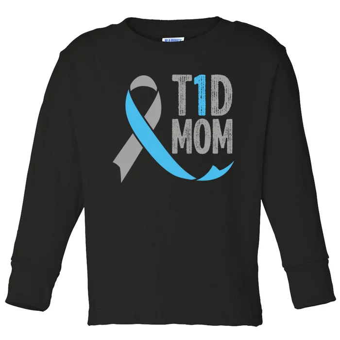 T1d Mom Funny Diabetic Gift For Women Type 1 Mom Diabetes Gift Toddler Long Sleeve Shirt