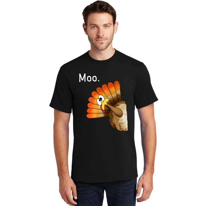 Turkey Moo Funny Thanksgiving Cow Tall T-Shirt