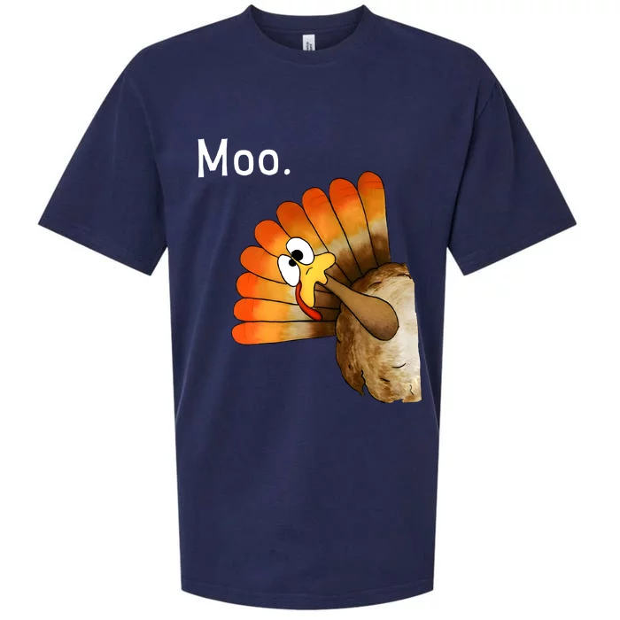 Turkey Moo Funny Thanksgiving Cow Sueded Cloud Jersey T-Shirt