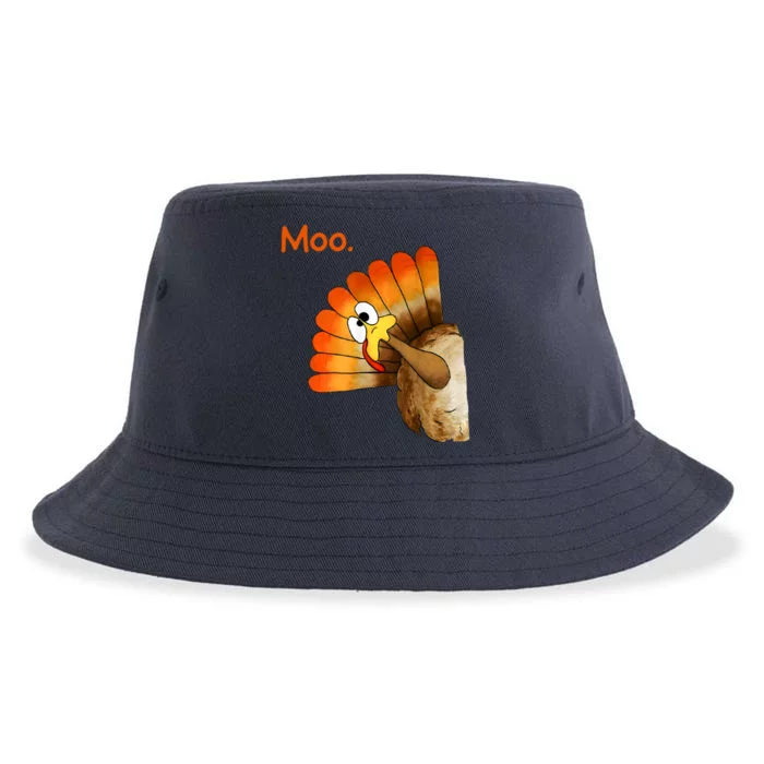 Turkey Moo Funny Thanksgiving Sustainable Bucket Hat