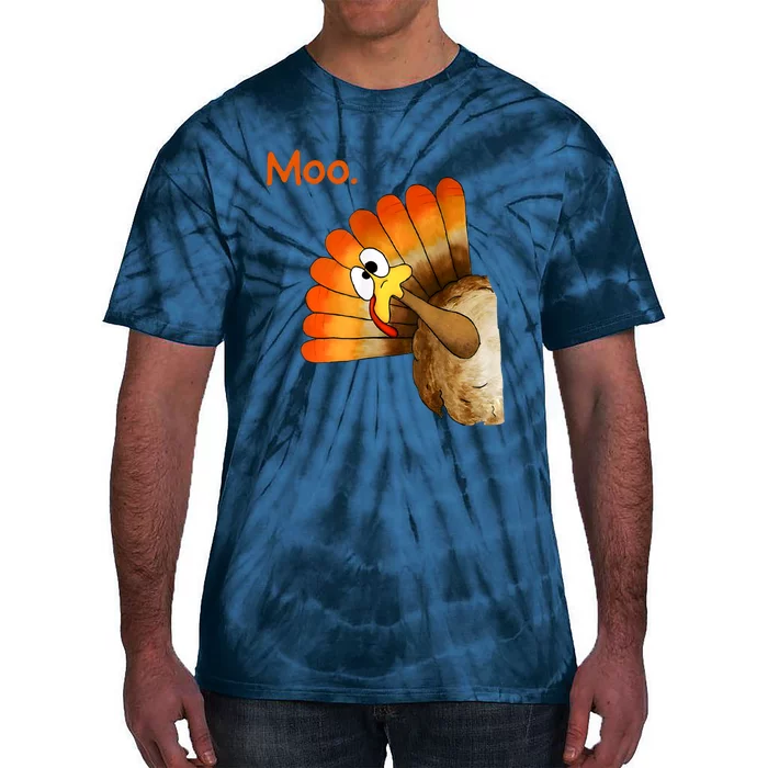 Turkey Moo Funny Thanksgiving Tie-Dye T-Shirt