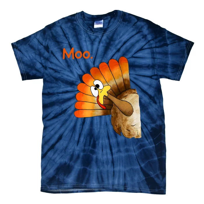 Turkey Moo Funny Thanksgiving Tie-Dye T-Shirt