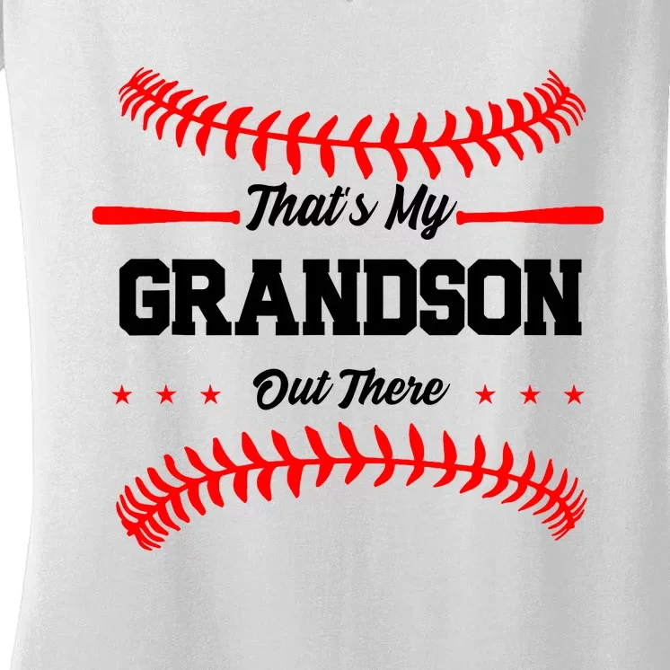 ThatS My Grandson Out There Wo Baseball Grandma Women's V-Neck T-Shirt