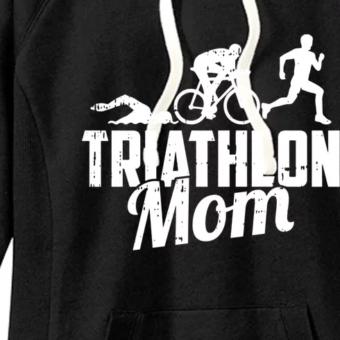 Triathlon Mom Gift Cycling Running Swimming Triathlete Meaningful Gift Women's Fleece Hoodie