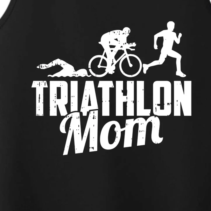 Triathlon Mom Gift Cycling Running Swimming Triathlete Meaningful Gift Performance Tank