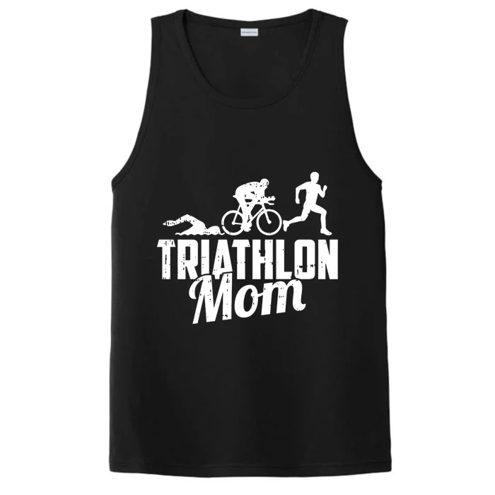 Triathlon Mom Gift Cycling Running Swimming Triathlete Meaningful Gift Performance Tank