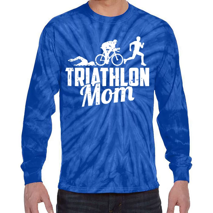 Triathlon Mom Gift Cycling Running Swimming Triathlete Meaningful Gift Tie-Dye Long Sleeve Shirt