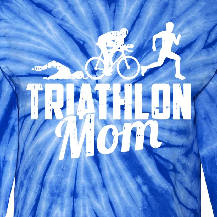 Triathlon Mom Gift Cycling Running Swimming Triathlete Meaningful Gift Tie-Dye Long Sleeve Shirt