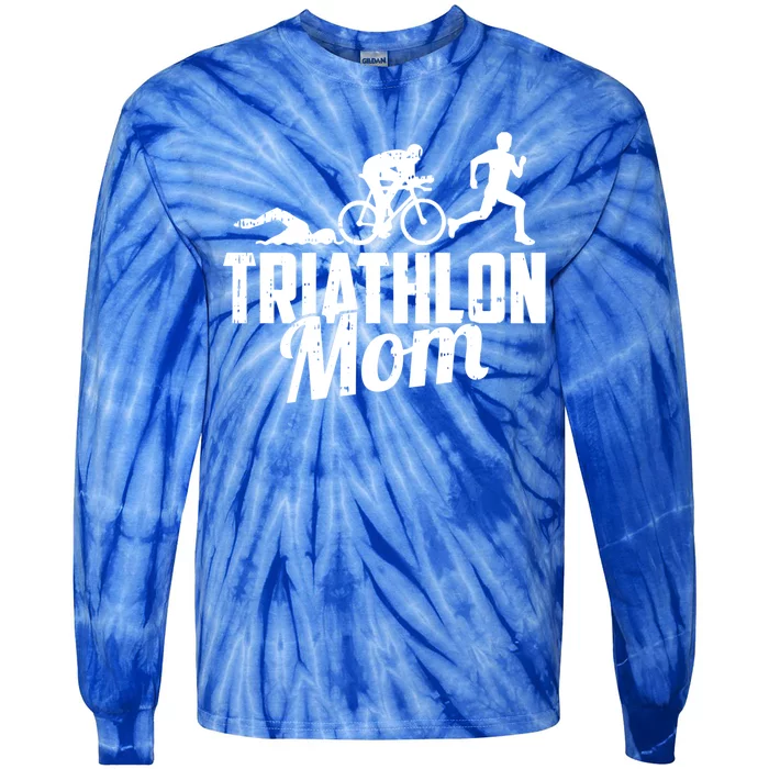 Triathlon Mom Gift Cycling Running Swimming Triathlete Meaningful Gift Tie-Dye Long Sleeve Shirt