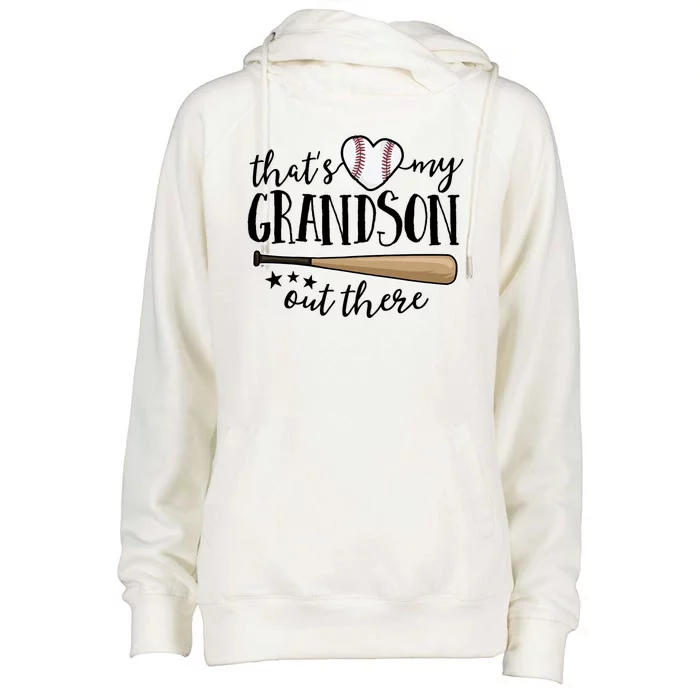 That's My Grandson Out There Baseball Womens Funnel Neck Pullover Hood