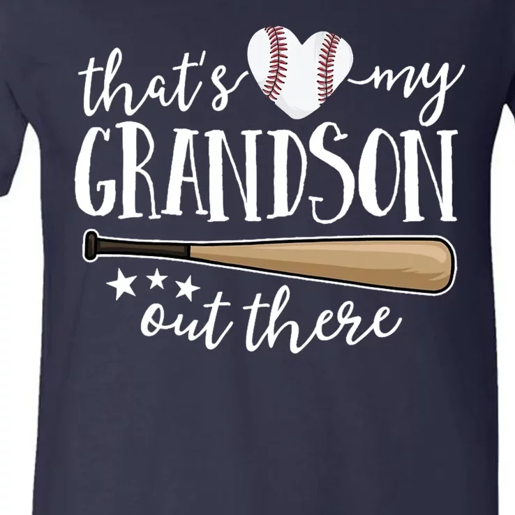 That's My Grandson Out There Baseball V-Neck T-Shirt