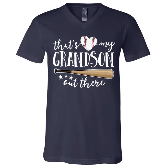 That's My Grandson Out There Baseball V-Neck T-Shirt