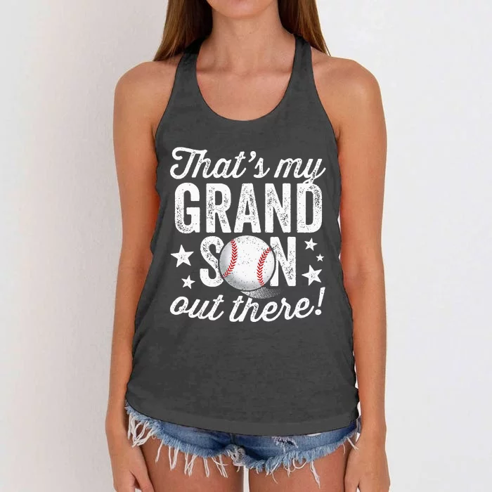 Thats My Grandson Out There Baseball Grandma Women's Knotted Racerback Tank