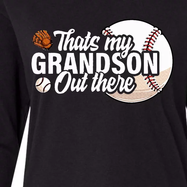 ThatS My Grandson Out There Baseball Grandpa Grandma Womens Cotton Relaxed Long Sleeve T-Shirt