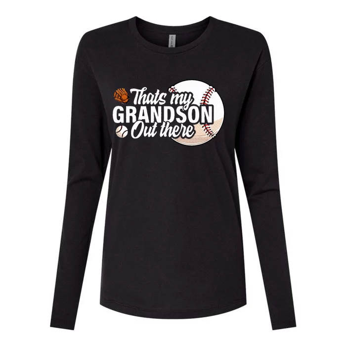 ThatS My Grandson Out There Baseball Grandpa Grandma Womens Cotton Relaxed Long Sleeve T-Shirt