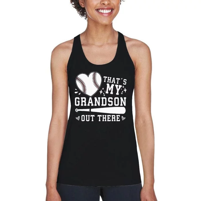 Thats My Grandson Out There Baseball Grandma Women's Racerback Tank