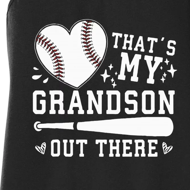 Thats My Grandson Out There Baseball Grandma Women's Racerback Tank