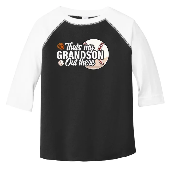 ThatS My Grandson Out There Baseball Grandpa Grandma Toddler Fine Jersey T-Shirt