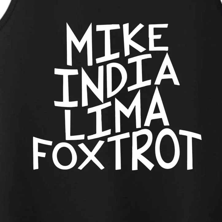 Trendy MILF Gift For Mothers Day Mike India Lima Foxtrot Performance Tank