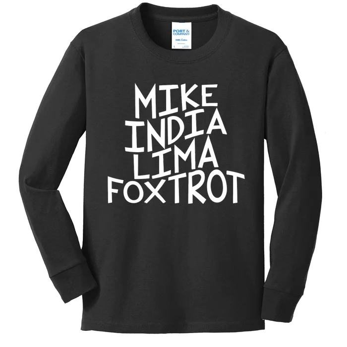 Trendy MILF Gift For Mothers Day Mike India Lima Foxtrot Kids Long Sleeve Shirt