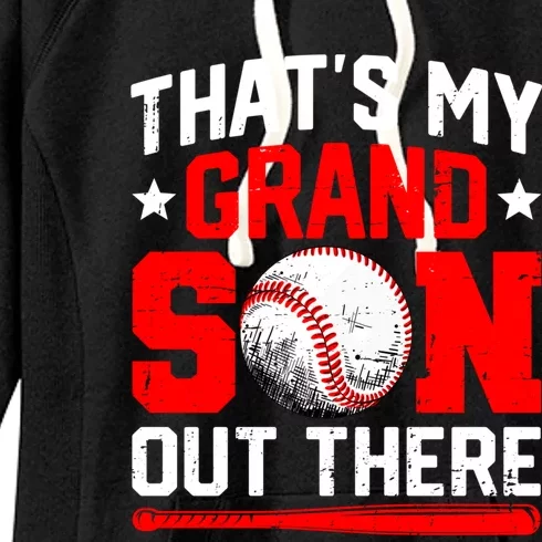 That's My Grandson Out There Grandparent Baseball Mama Papa Women's Fleece Hoodie